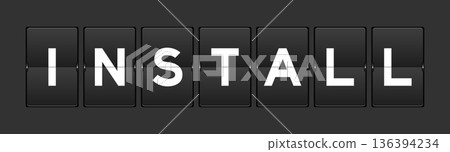 Black color analog flip board with word install on gray background Black color analog flip board with word install on gray background 136394234