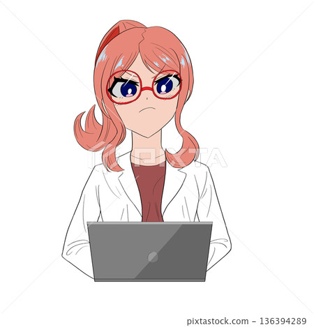 一位身穿白大褂的女士正在使用筆記型電腦 一位身穿白大褂的女士正在使用筆記型電腦 136394289