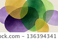 Abstract background with overlapping shapes in green, purple, and gold. Represents Mardi Gras and the carnival spirit, symbolizing farewell to winter. 136394341