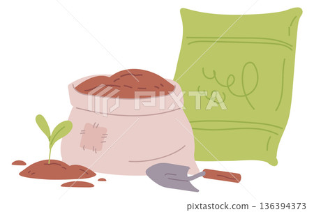 Fertilizer bags for garden soil. Agriculture quality equipment 136394373