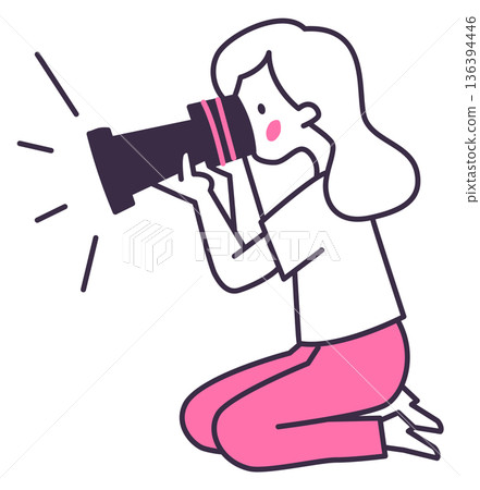 Photographer woman doodle with professional camera. Photo shoot 136394446