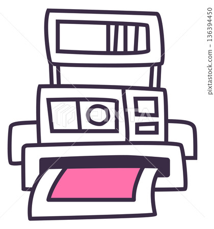 Instant photo camera. Vintage professional equipment icon Instant photo camera. Vintage professional equipment icon 136394450