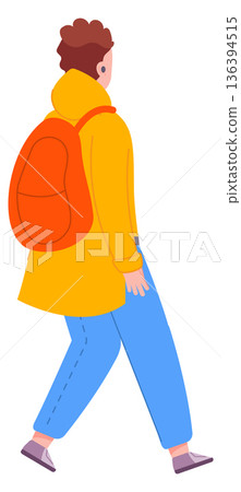 Autumn street fashion. Walking person in cold season clothes 136394515