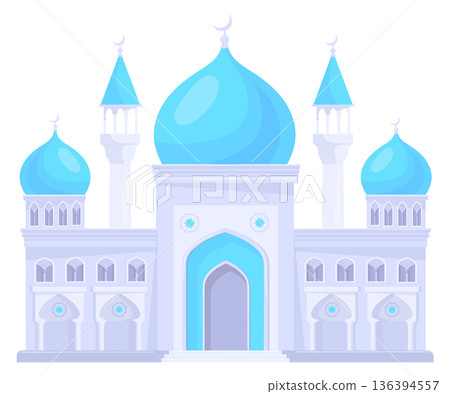 Mosque cartoon icon. Ancient building travel landmark Mosque cartoon icon. Ancient building travel landmark 136394557