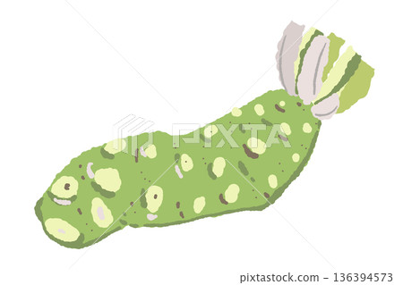 Illustration of real wasabi (rhizome) A fresh, chunky single wasabi 136394573