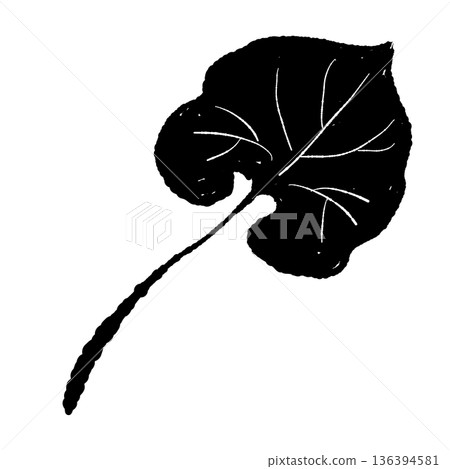 Monochrome illustration of wasabi leaf Heart-shaped leaf silhouette icon Monochrome illustration of wasabi leaf Heart-shaped leaf silhouette icon 136394581