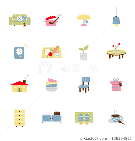 Hand-drawn vector icon set for interior design Hand-drawn vector icon set for interior design 136394855