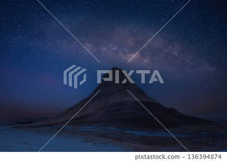 Panorama view universe space and milky way galaxy with stars on night sky background. Panorama view universe space and milky way galaxy with stars on night sky background. 136394874