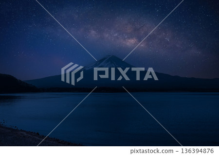Panorama view universe space and milky way galaxy with stars on night sky background. 136394876