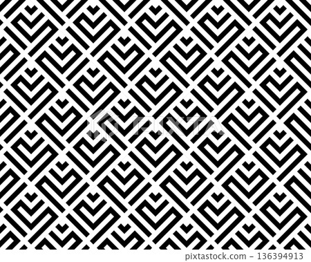 Abstract geometric pattern. A seamless vector background. White and black ornament. Graphic modern pattern. Simple lattice graphic design. 136394913