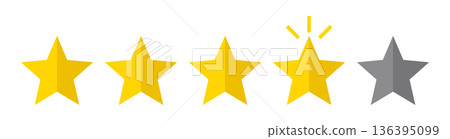 Five Star Rating Scale Illustration with Highlighted Star Customer Review Feedback Quality Evaluation Satisfaction Level Success Award Concept Flat Design Five Star Rating Scale Illustration with Highlighted Star Customer Review Feedback Quality Evaluation Satisfaction Level Success Award Concept Flat Design 136395099