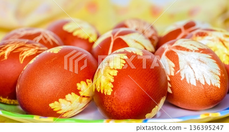 Easter eggs a background. Bright, beautiful and celebratory Easter eggs a background. Bright, beautiful and celebratory 136395247