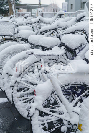 被雪覆蓋的自行車 被雪覆蓋的自行車 136395259