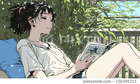 A young woman dozing off while reading a book 136395311