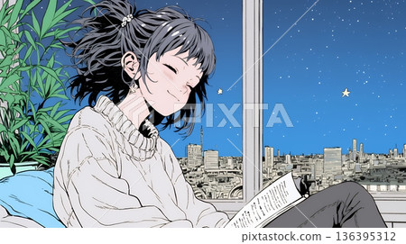 A young woman dozing off while reading a book 136395312