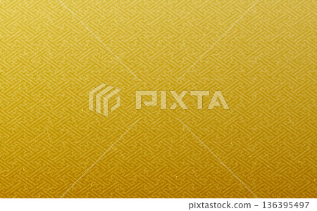 無縫金色日式圖案。紗綾圖案。 136395497