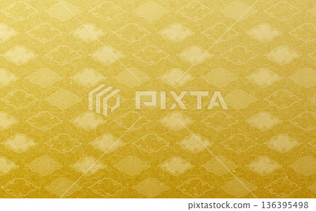 無縫金色日式圖案。雲朵圖案。 136395498