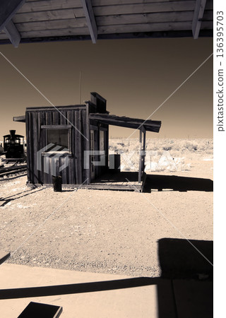 Goldfield Arizona, Restored Desert Mining Ghost Town Sepia Toned 136395703