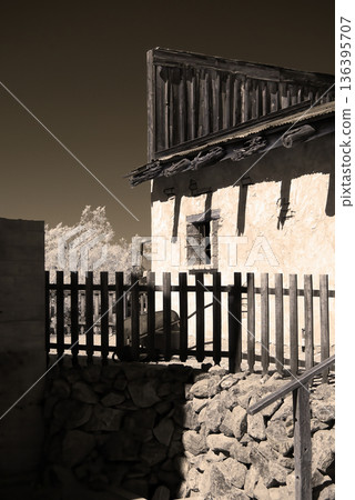 Goldfield Arizona, Restored Desert Mining Ghost Town Sepia Toned 136395707