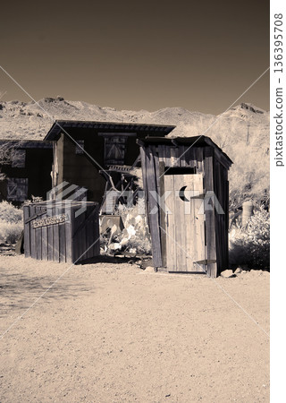 Goldfield Arizona, Restored Desert Mining Ghost Town Sepia Toned Goldfield Arizona, Restored Desert Mining Ghost Town Sepia Toned 136395708
