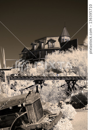 Goldfield Arizona, Restored Desert Mining Ghost Town Sepia Toned 136395710