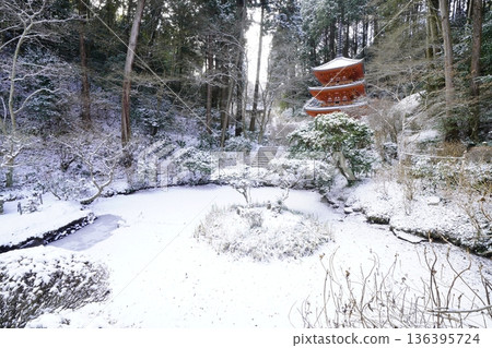 Tahoto Pagoda on a snowy day 136395724
