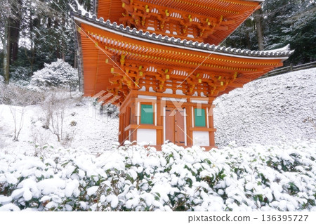 Tahoto Pagoda on a snowy day 136395727