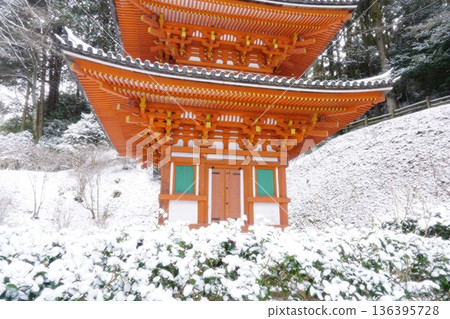 Tahoto Pagoda on a snowy day 136395728
