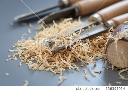 Close-up of craftsman work with tools and wood Close-up of craftsman work with tools and wood 136395934