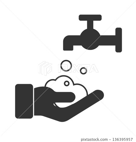 Hand washing icon, vector sign Hand washing icon, vector sign 136395957