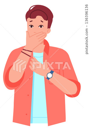 Shocked face man. Cartoon young boy character 136396136