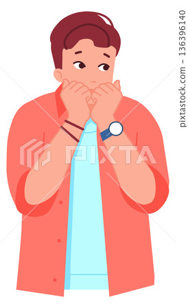 Scared young man portrait. Anxious guy character Scared young man portrait. Anxious guy character 136396140