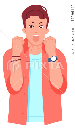 Furious man shouting. Angry person cartoon character Furious man shouting. Angry person cartoon character 136396141