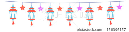 Lantern garland. Eastern style festival decoration element 136396157