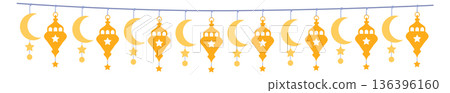 Ramadan bunting. Golden decorative garland color element Ramadan bunting. Golden decorative garland color element 136396160