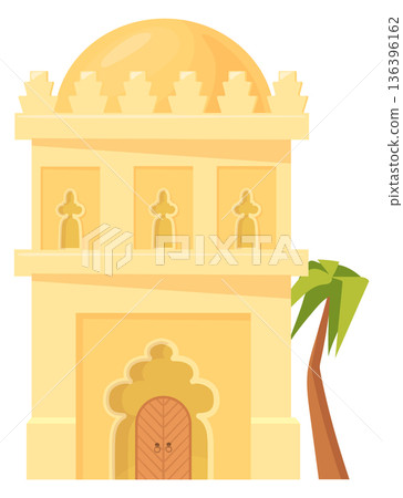 Moroccan heritage cartoon icon. Traditional architecture building Moroccan heritage cartoon icon. Traditional architecture building 136396162