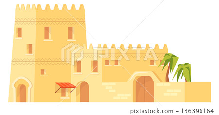 Muslim architecture facade. Old military eastern castle 136396164