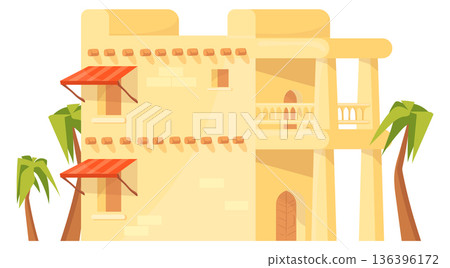 Eastern architecture cartoon icon. Arabic city building Eastern architecture cartoon icon. Arabic city building 136396172