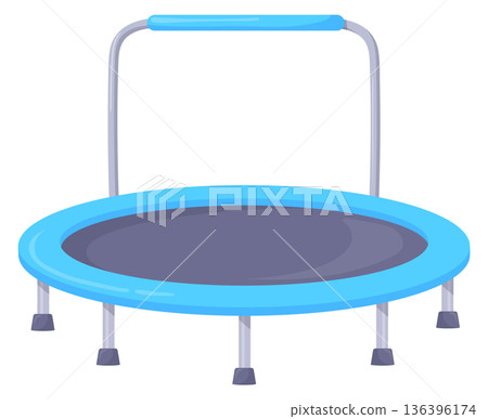 Jumping trampoline. Kid bounce playground equipment icon Jumping trampoline. Kid bounce playground equipment icon 136396174