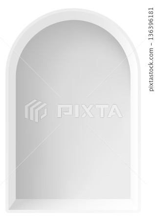 Arched window 3d mockup. Empty door frame white template Arched window 3d mockup. Empty door frame white template 136396181