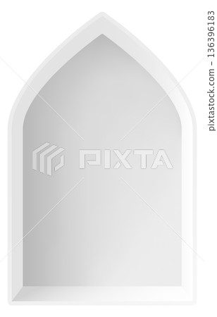 Arabic window blank white template. 3d architectural element Arabic window blank white template. 3d architectural element 136396183