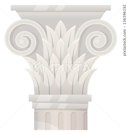 Capital in composite order style. Stone pillar head 136396192