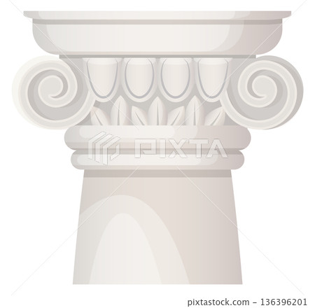 Ionic order icon. White marble capital top Ionic order icon. White marble capital top 136396201
