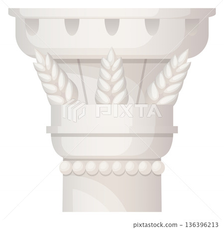 Ancient order pillar. Decorative stone ornament icon 136396213
