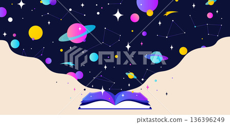 Book, Imagination, Dreams. Cosmos book, space imagination Book, Imagination, Dreams. Cosmos book, space imagination 136396249