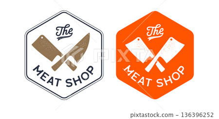 Butcher knives sign. Silhouette butcher knives 136396252