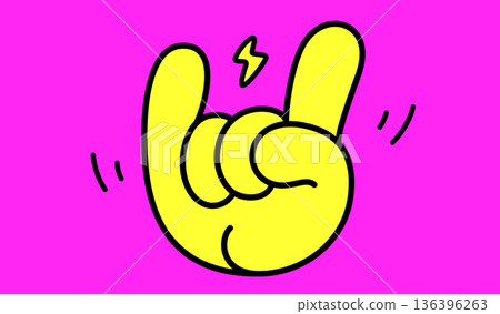 Rock gesture for music festival. Hand sticker Rock gesture for music festival. Hand sticker 136396263