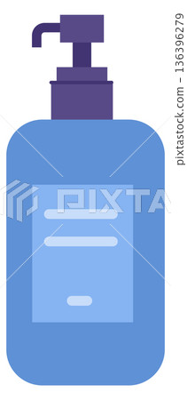 Pump dispenser plastic bottle. Package color icon 136396279