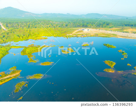 Aerial view lake or pond in krabi thailand 136396293
