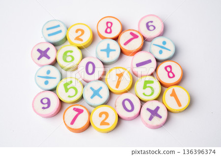Math number colorful, education study mathematics. 136396374